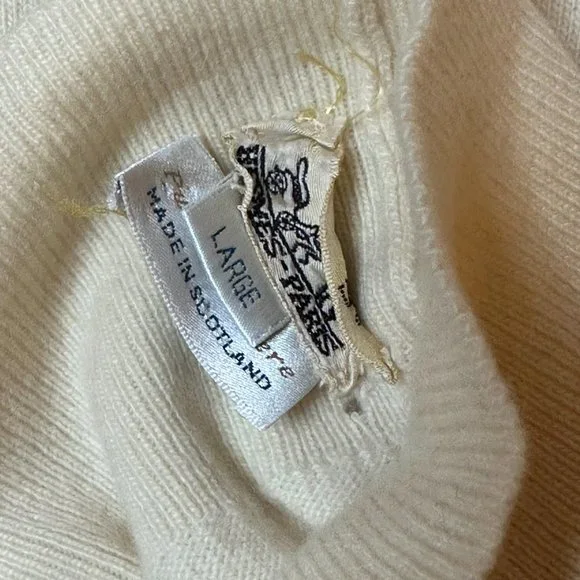 Hermes Cream Knit Sweater with Ribbed Trim